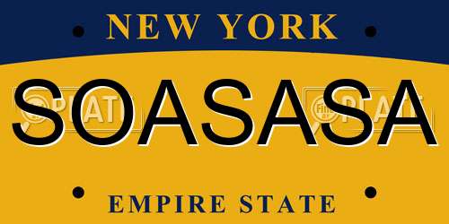 SOASASA New York License Plate