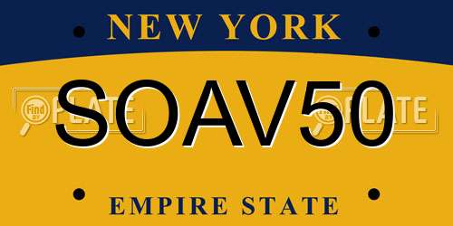 SOAV50 New York License Plate
