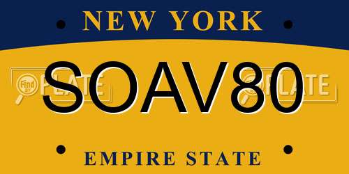 SOAV80 New York License Plate