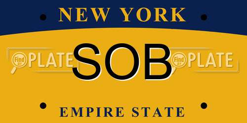 SOB New York License Plate