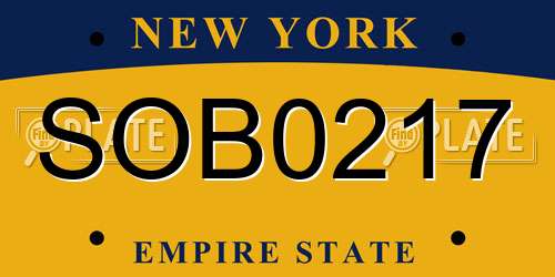 SOB0217 New York License Plate