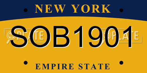 SOB1901 New York License Plate
