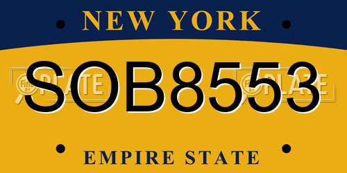 SOB8553 New York License Plate