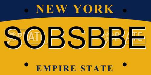 SOBSBBE New York License Plate