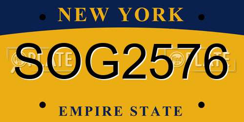 SOG2576 New York License Plate