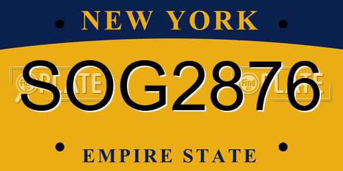 SOG2876 New York License Plate
