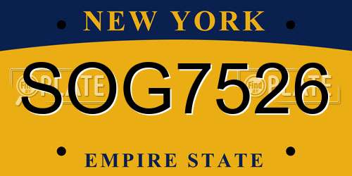 SOG7526 New York License Plate