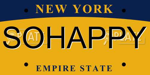 SOHAPPY New York License Plate