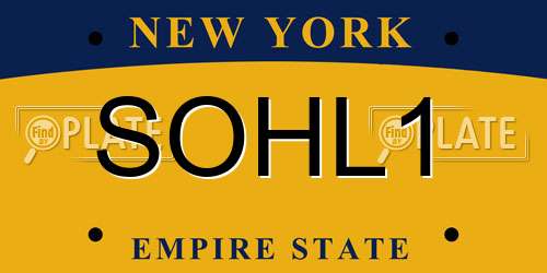 SOHL1 New York License Plate