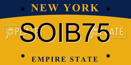 SOIB75 New York License Plate