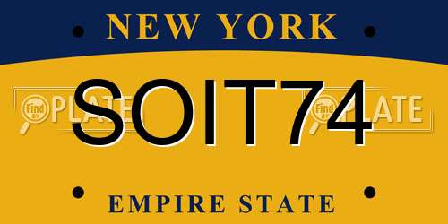 SOIT74 New York License Plate