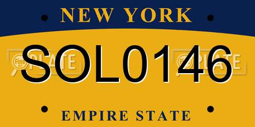 SOL0146 New York License Plate