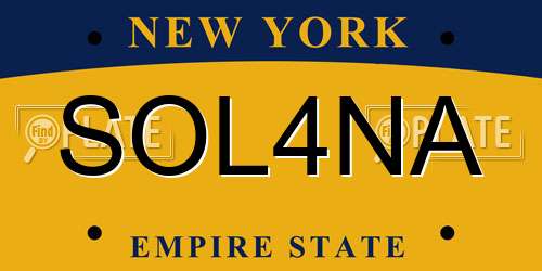 SOL4NA New York License Plate