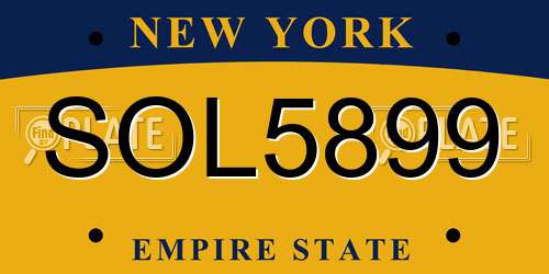 SOL5899 New York License Plate