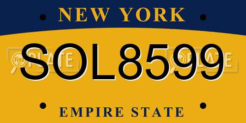 SOL8599 New York License Plate