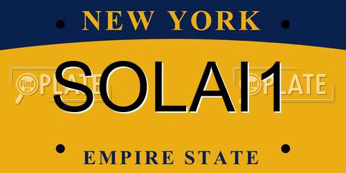 SOLAI1 New York License Plate