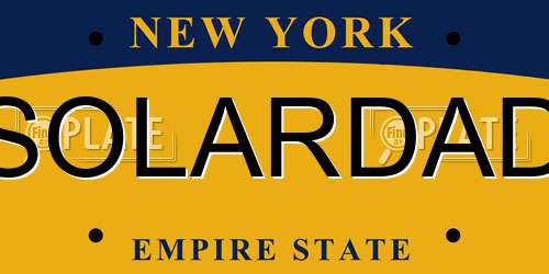 SOLARDAD New York License Plate