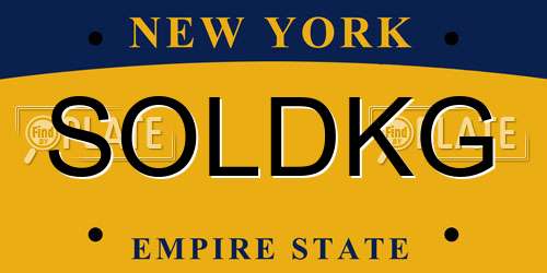 SOLDKG New York License Plate