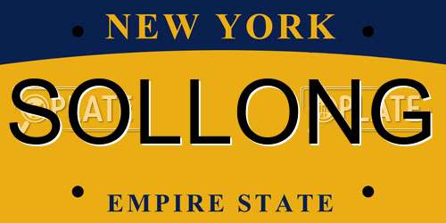 SOLLONG New York License Plate