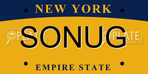 SONUG New York License Plate