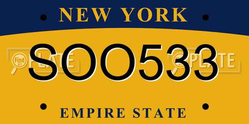 SOO533 New York License Plate
