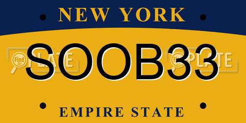 SOOB33 New York License Plate