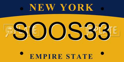 SOOS33 New York License Plate