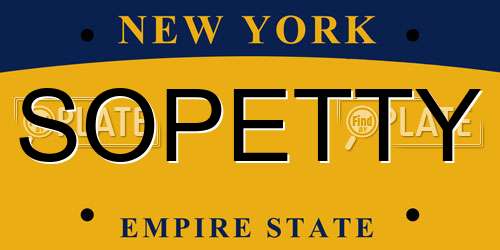 SOPETTY New York License Plate