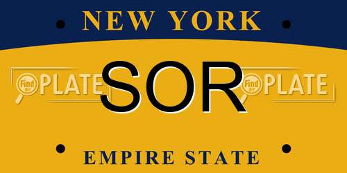 SOR New York License Plate