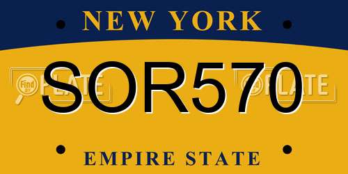 SOR570 New York License Plate