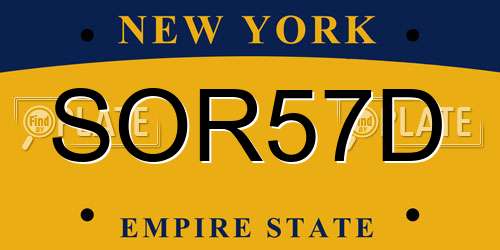 SOR57D New York License Plate