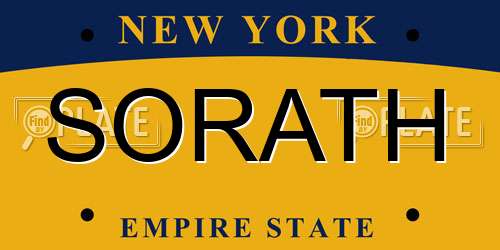 SORATH New York License Plate