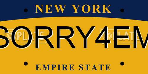 SORRY4EM New York License Plate