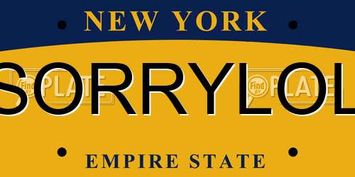 SORRYLOL New York License Plate