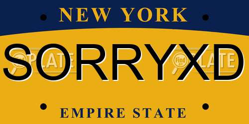 SORRYXD New York License Plate