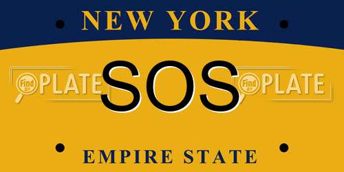 SOS New York License Plate