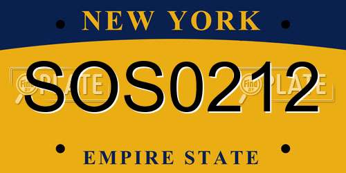 SOS0212 New York License Plate