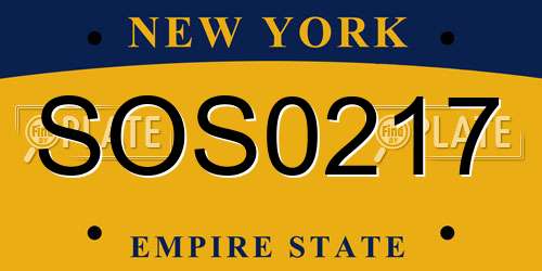 SOS0217 New York License Plate