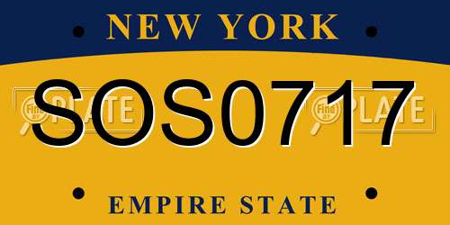 SOS0717 New York License Plate