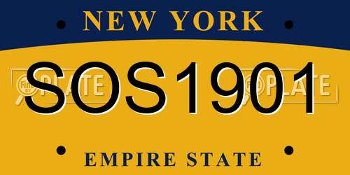 SOS1901 New York License Plate