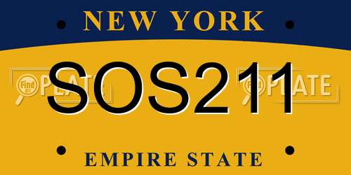 SOS211 New York License Plate