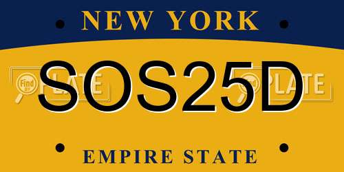 SOS25D New York License Plate