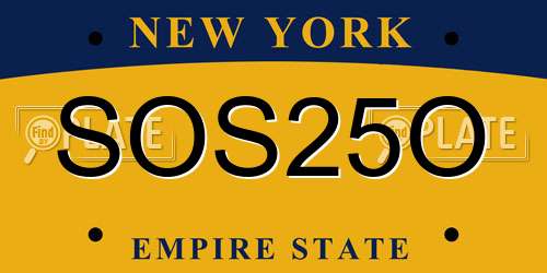 SOS25O New York License Plate