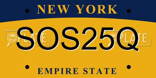 SOS25Q New York License Plate