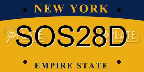 SOS28D New York License Plate