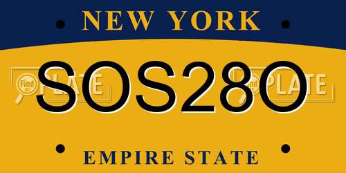 SOS28O New York License Plate