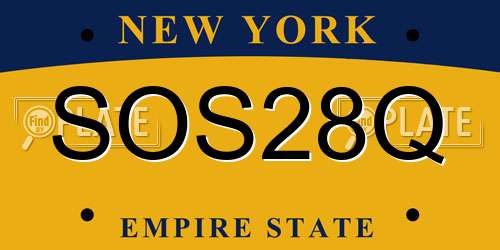 SOS28Q New York License Plate