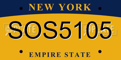 SOS5105 New York License Plate