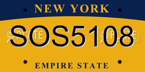 SOS5108 New York License Plate