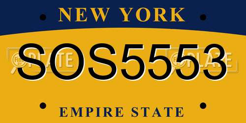 SOS5553 New York License Plate